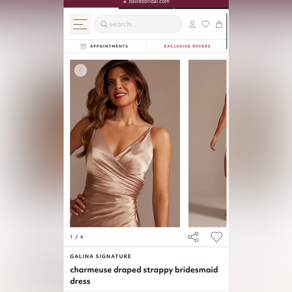 David’s Bridal Champagne Bridesmaid Dress